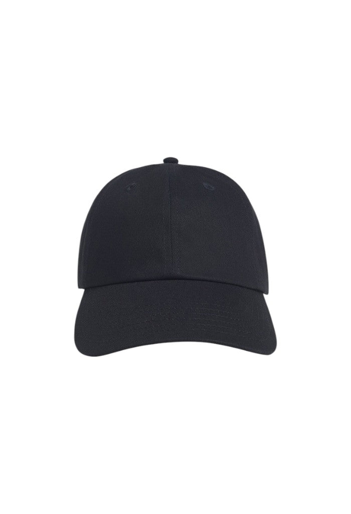 Baseball Cap W/Leather Strap & Buckle - Black