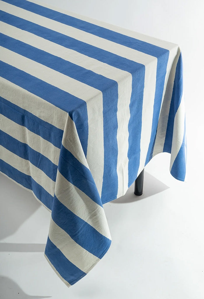 Cotton Tablecloth - Blue Stripes