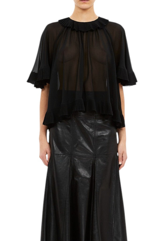 Helaine Flowy Short Sleeve Top - Noir