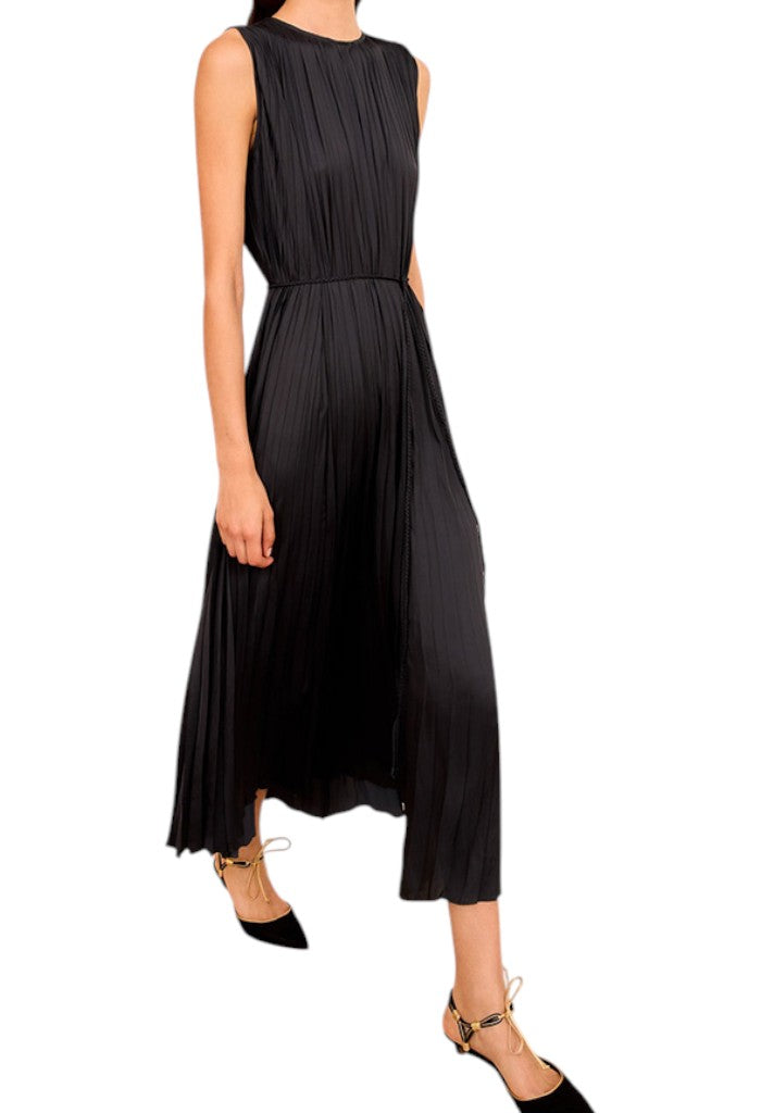 Fianna Pleated SL Midi Dress - Noir