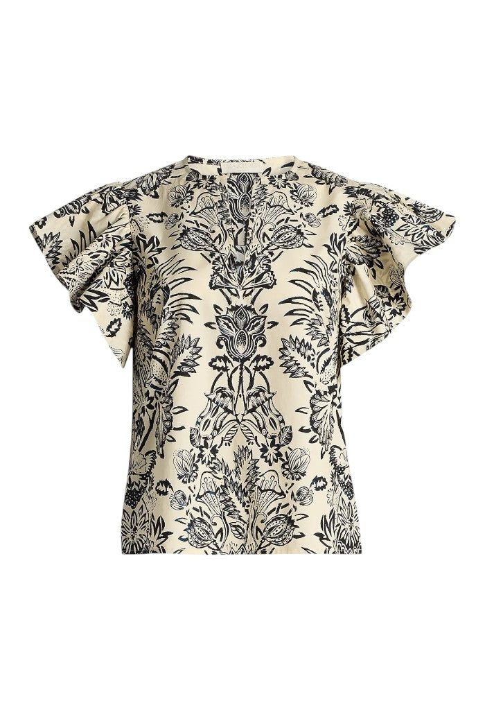 Severine Flutter Sleeve Top - Ivory