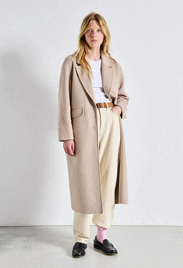 2 Button Closure Dadoulove Long Coat - Greige