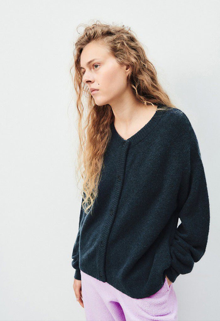 Damsville Cardigan - Navy Blue/Black Melange