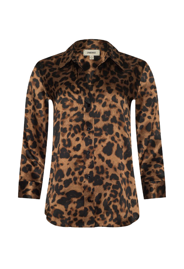 Dani 3/4 Sleeve Blouse - Brown Multi Amur Leopard