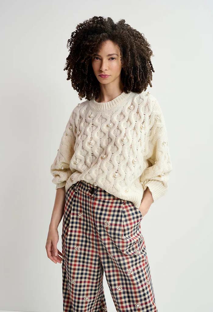 Ecru Cable Knitted Sweater