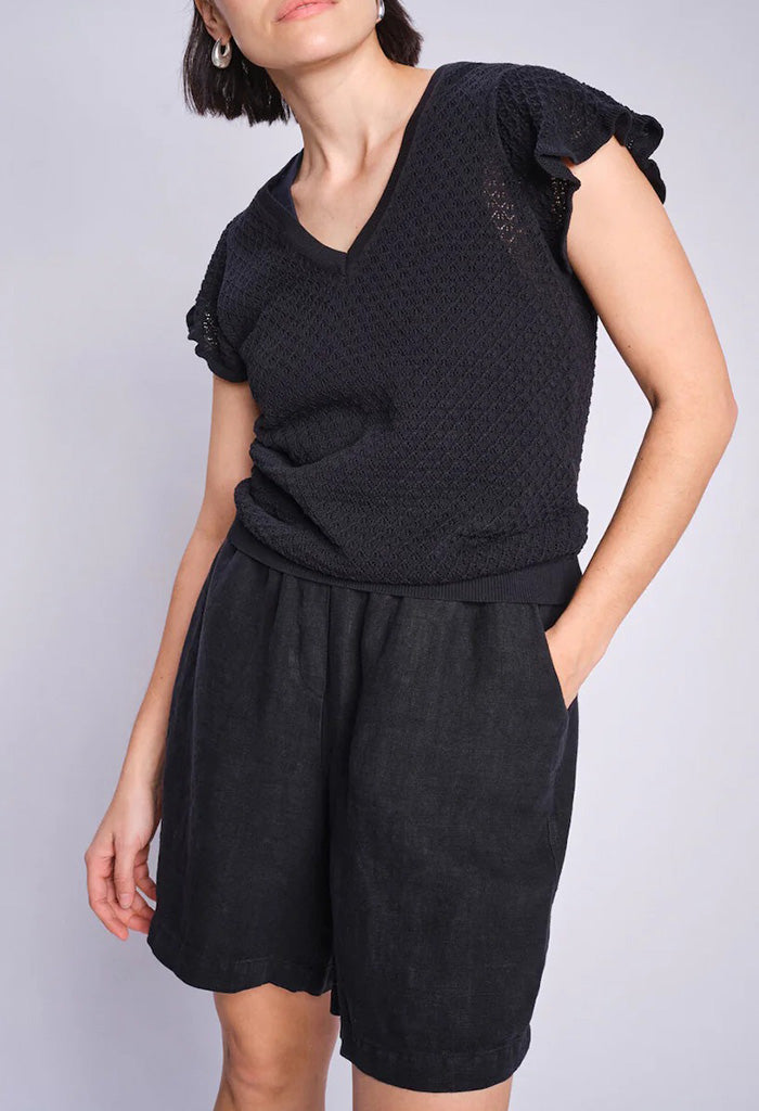 Eie Linen Bermuda Shorts - Black