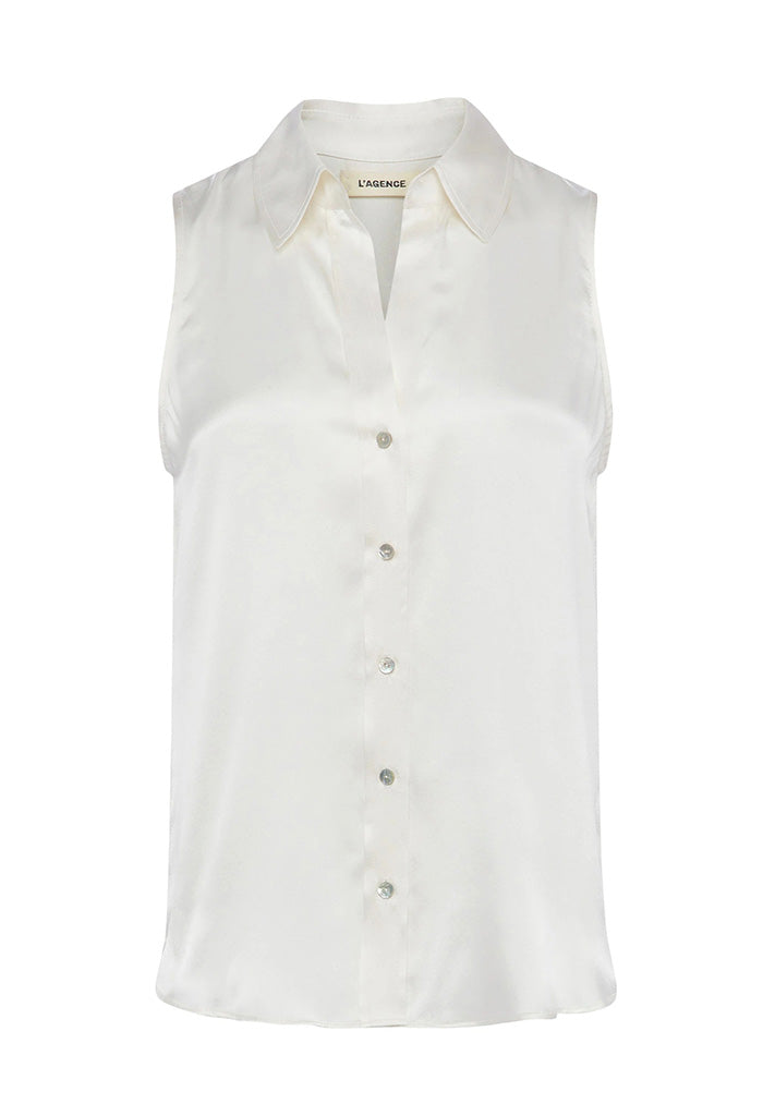 Emmy Sleeveless Silk Blouse - Ivory