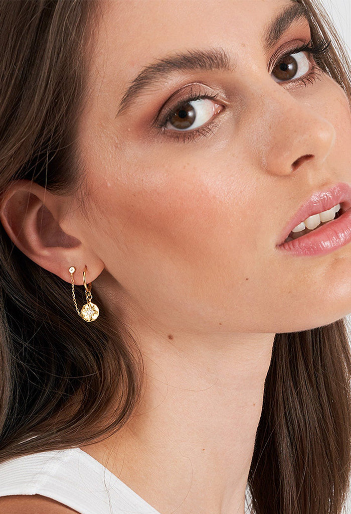 Estrella Gold & Zircon Hoop Earrings