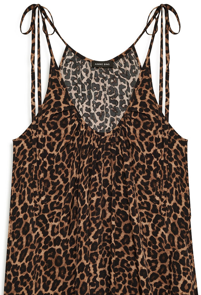 Flora Dress - Black And Brown Leopard