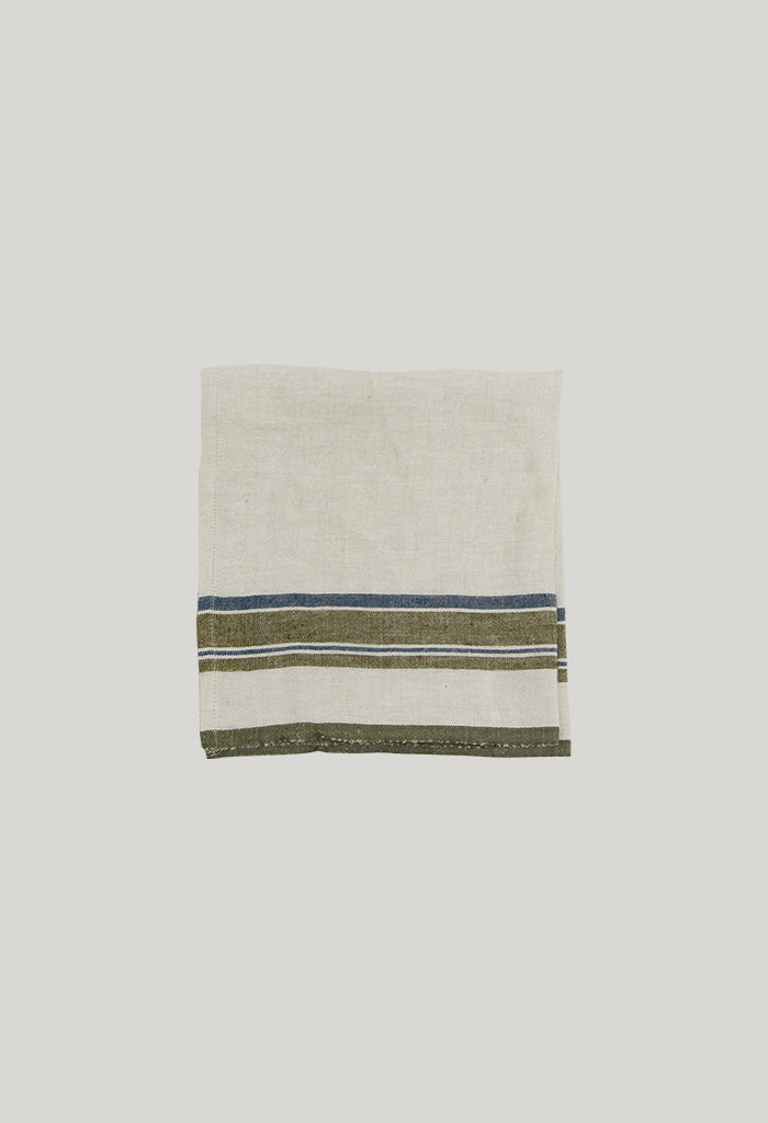 Green Selvedge Stripe Linen Napkin