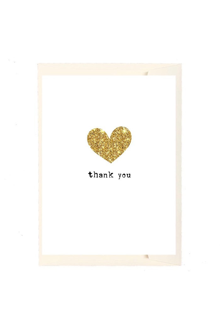 Greeting Card - Thank You Gold Glitter Heart