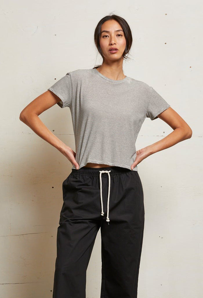 Harley Box Crew - Ivory/Black Stripe