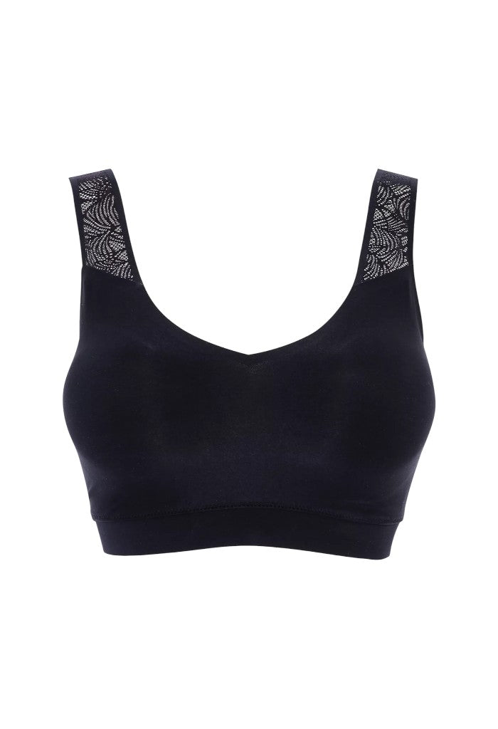 Padded Top with Lace - Black