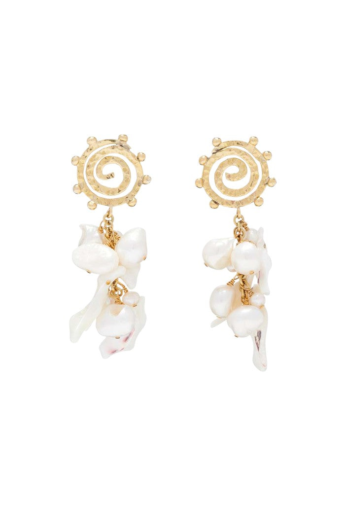 Spiral Pearl Dangle Earring