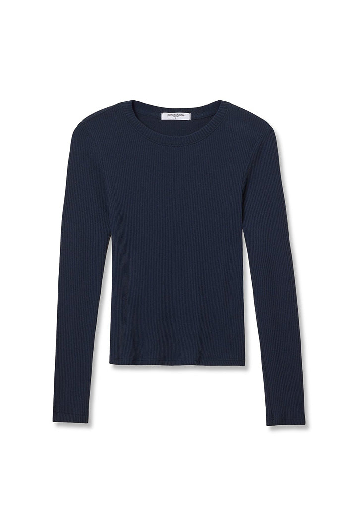 Jolie Sweater Rib Long Sleeve Crewneck - Navy