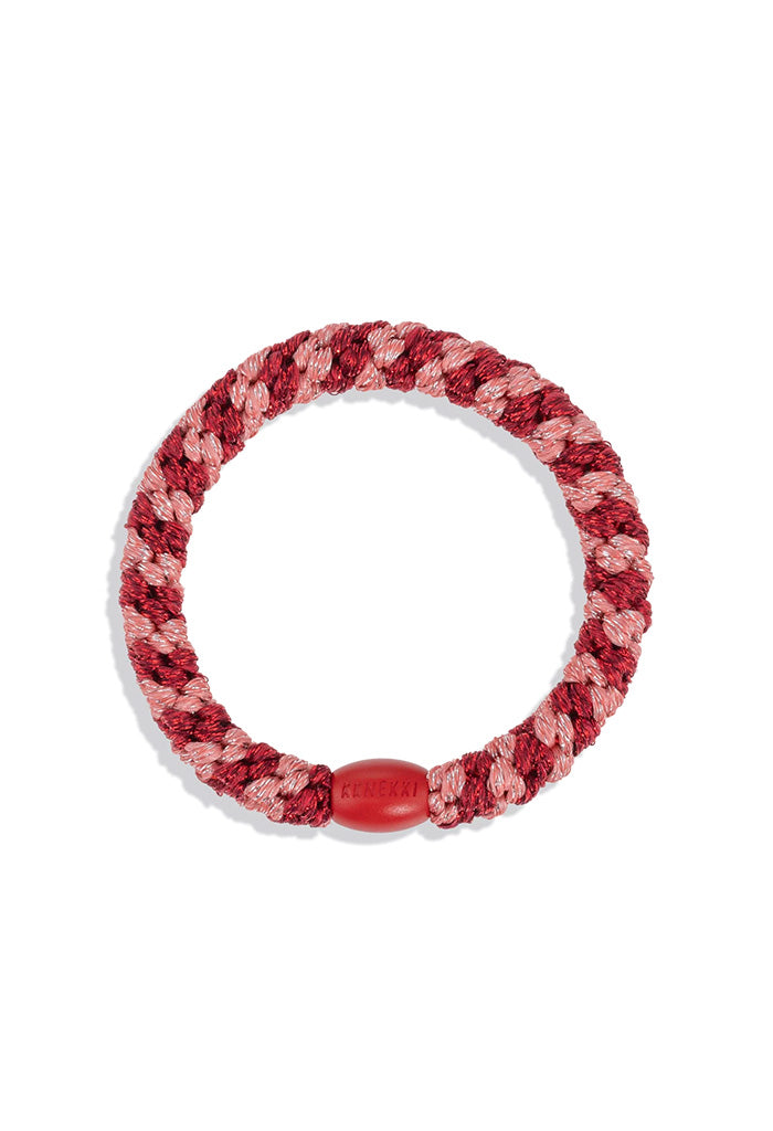 KKNEKKI Coral Bordeaux Stripe Hair Ties