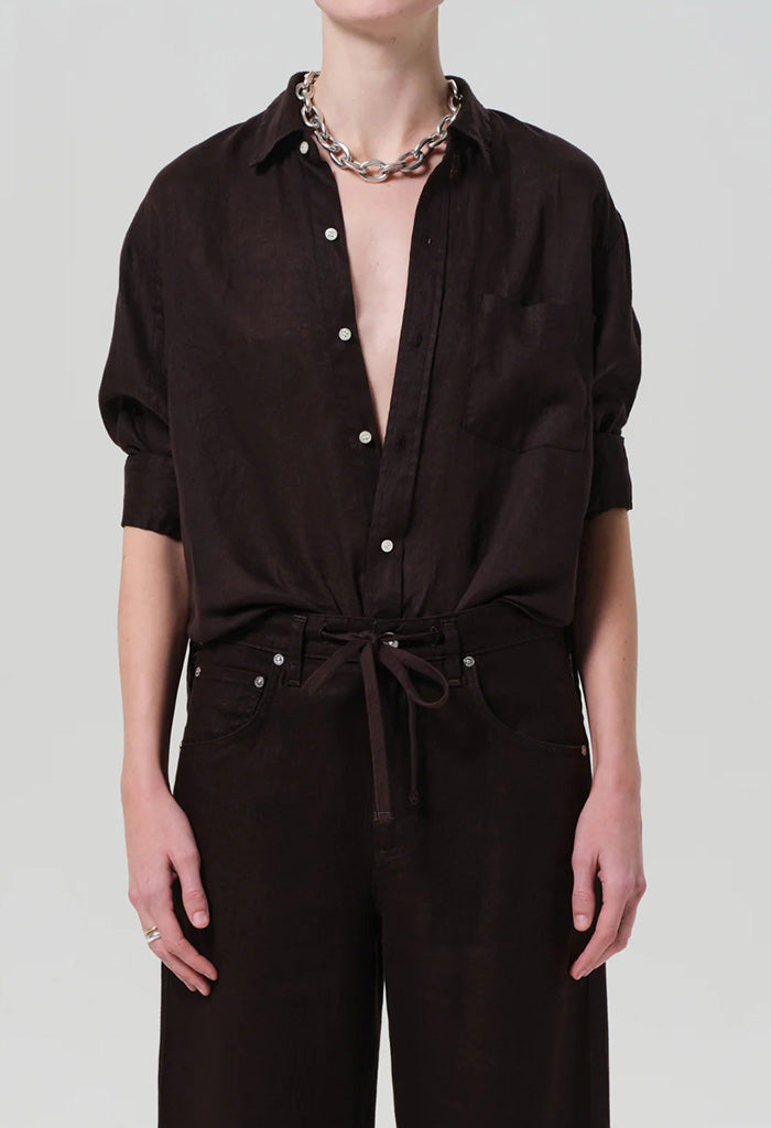 Kayla Shrunken Shirt - Chocolate