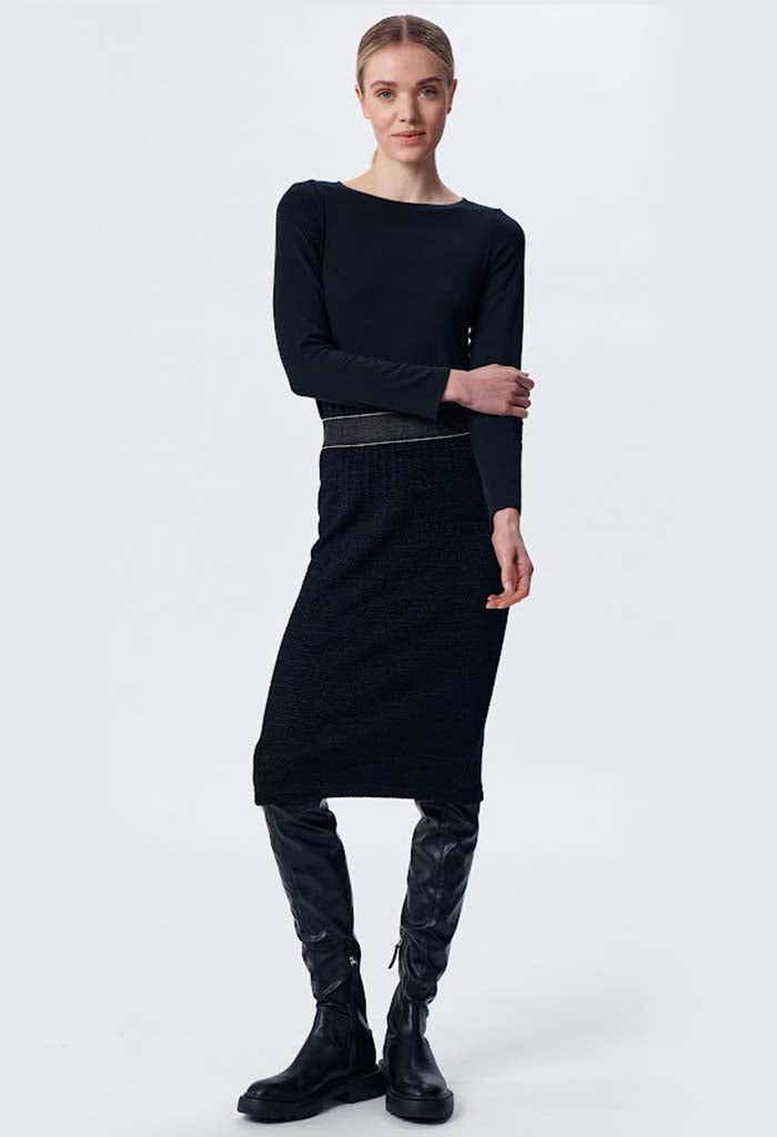 Midi Knit Skirt - Black