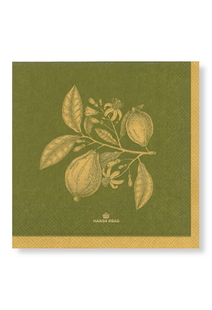 Lemon Green/Gold Napkins - Luncheon