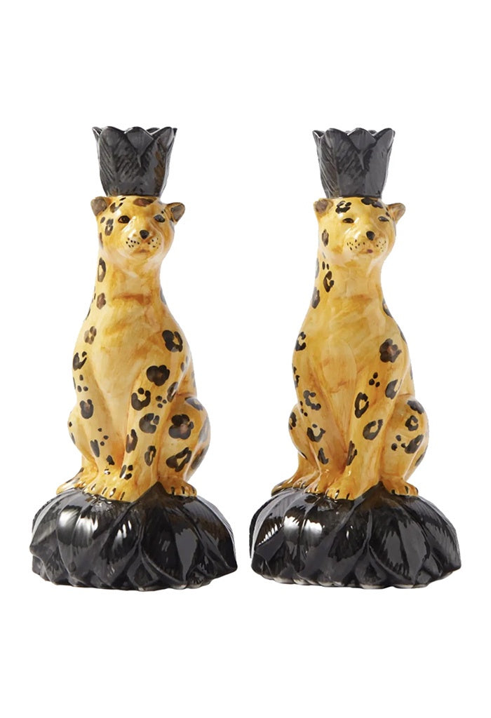 Leopard Ceramic Candlestick Holder