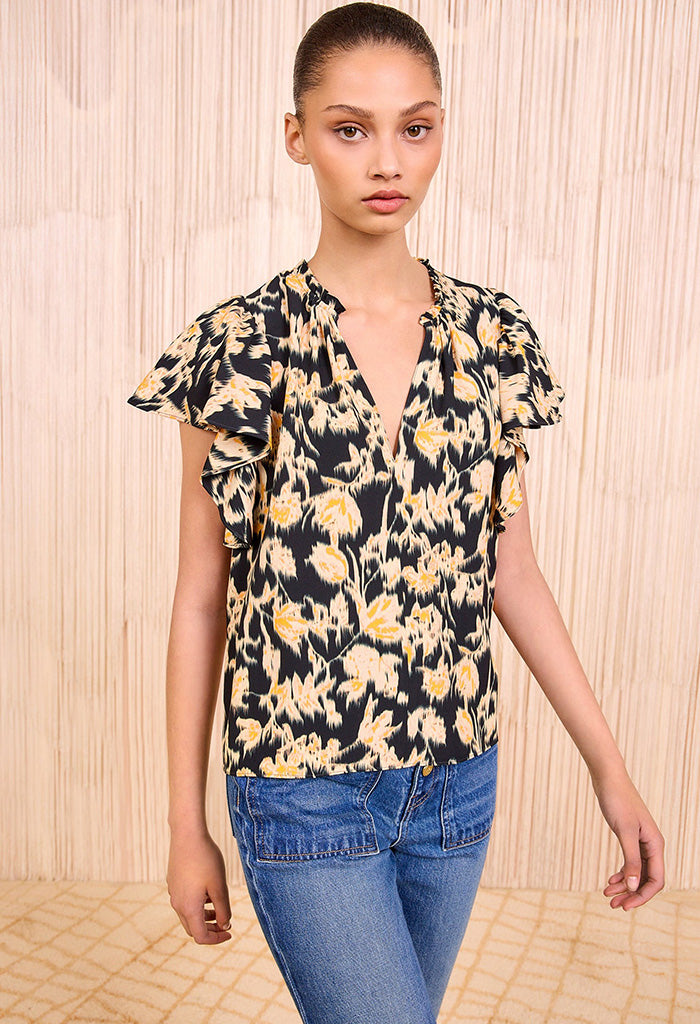 Lilo Flutter Sleeve Blouse - Tourmaline