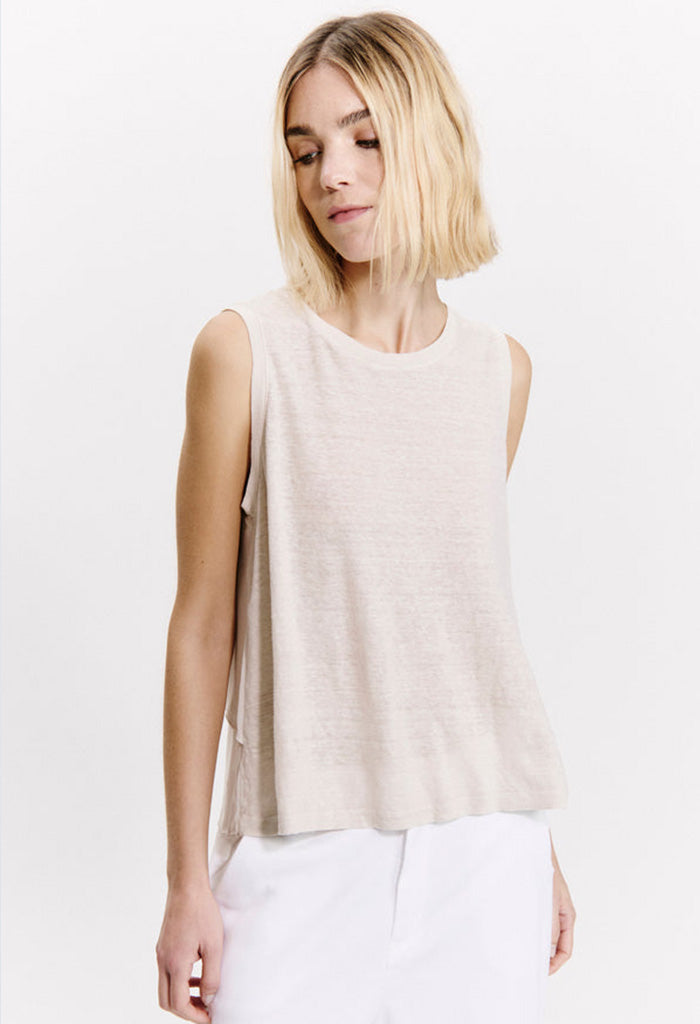 Linen Layer Tank - Sand