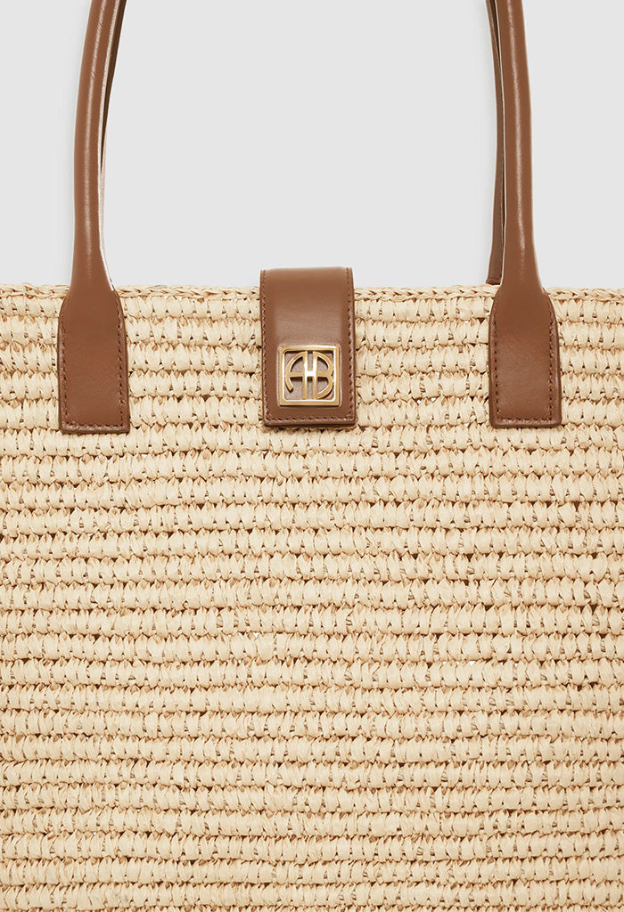 Lou Tote Monogram - Natural With Cognac