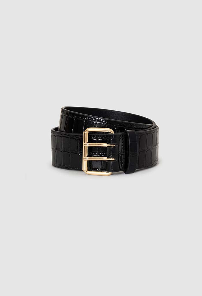 Mila Belt - Embossed Black