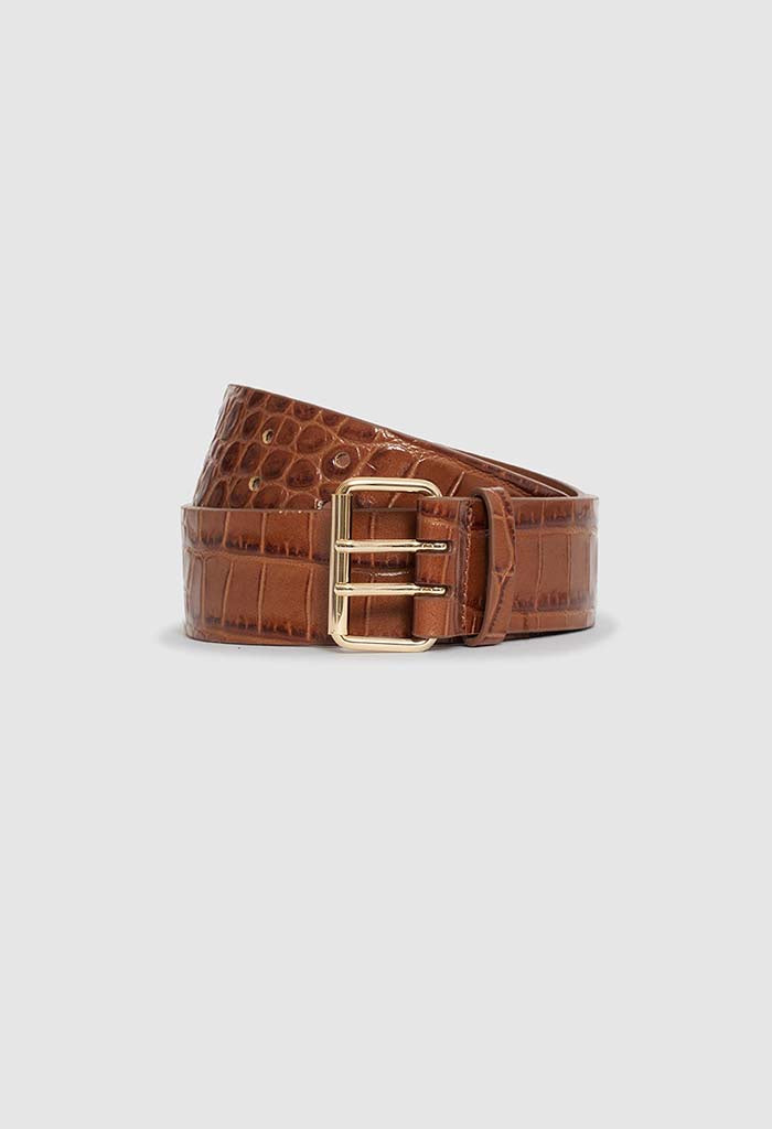 Mila Belt - Embossed Brown