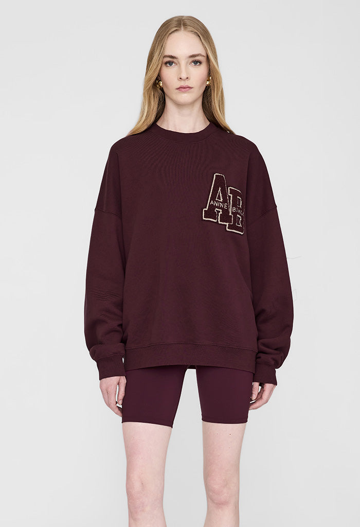 Miles Oversized Sweatshirt Letterman - Dark Burgundy