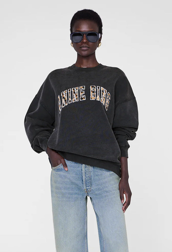 Miles Sweatshirt Anine Bing Leopard - Washed Black