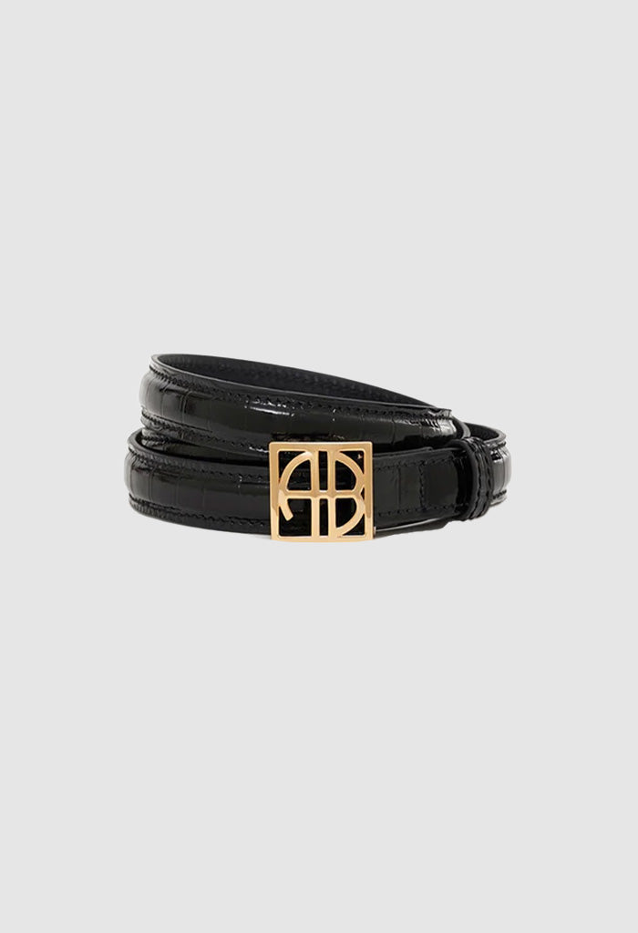 Monogram Belt - Black Embossed