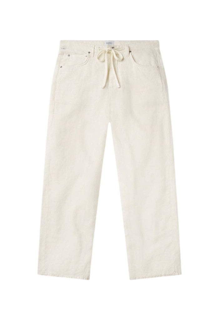 Brynn Drawstring Linen Trouser - Vanilla
