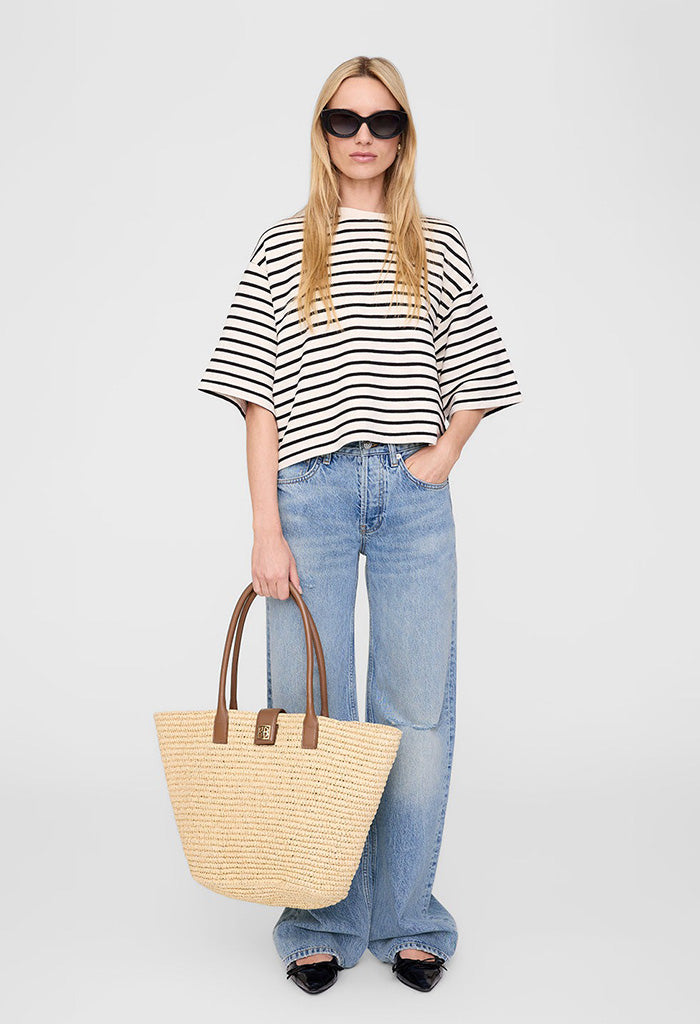 Myers Cropped Tee - Black Stripe French Terry