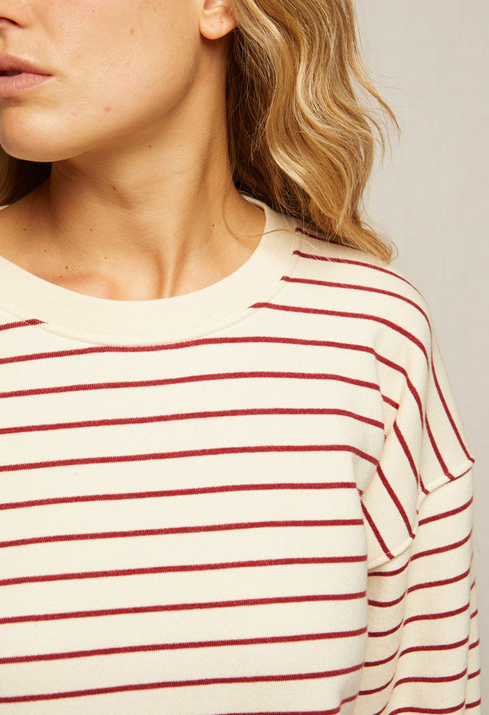Niall French Terry Crewneck Sweatshirt - Red/Natural