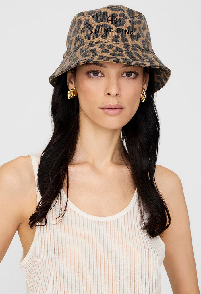 Nicks Bucket Hat - Black And Brown Leopard