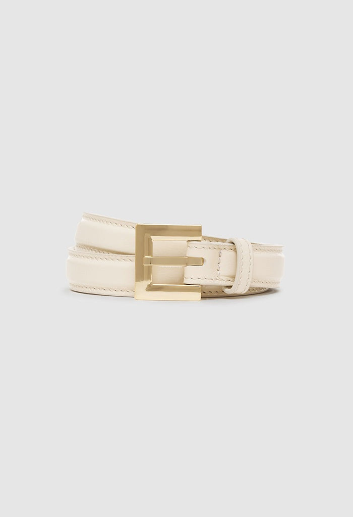 Nicole Belt - Bone Crinkled Patent