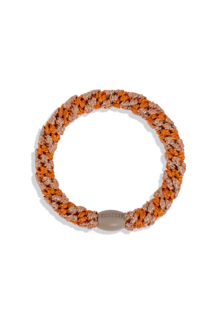 KKNEKKI Orange Rosewood Glitter Stripe Hair Ties