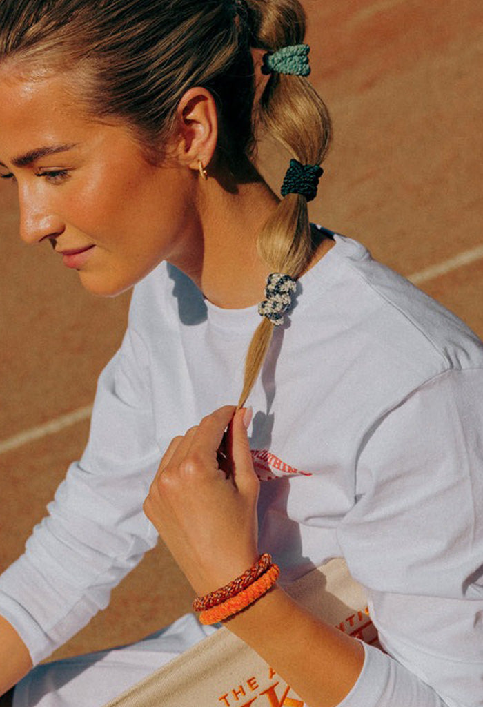 KKNEKKI Orange Rosewood Glitter Stripe Hair Ties