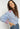 Mos Mosh blue Striped shirt with red embroidery on the shoulder and cuffs 