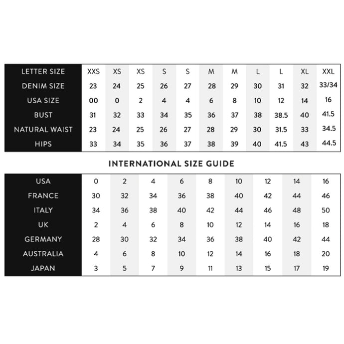 Denim Size Guide Maman Boutique