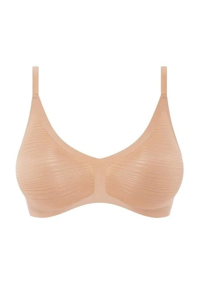 Padded Bralette with Racerback Stripes - Nude