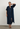 Villu Relaxed long sleeve dress in navy with waist tie 