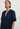 Villu Relaxed long sleeve dress in navy with waist tie 