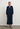Villu Relaxed long sleeve dress in navy with waist tie 