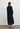 Villu Relaxed long sleeve dress in navy with waist tie 