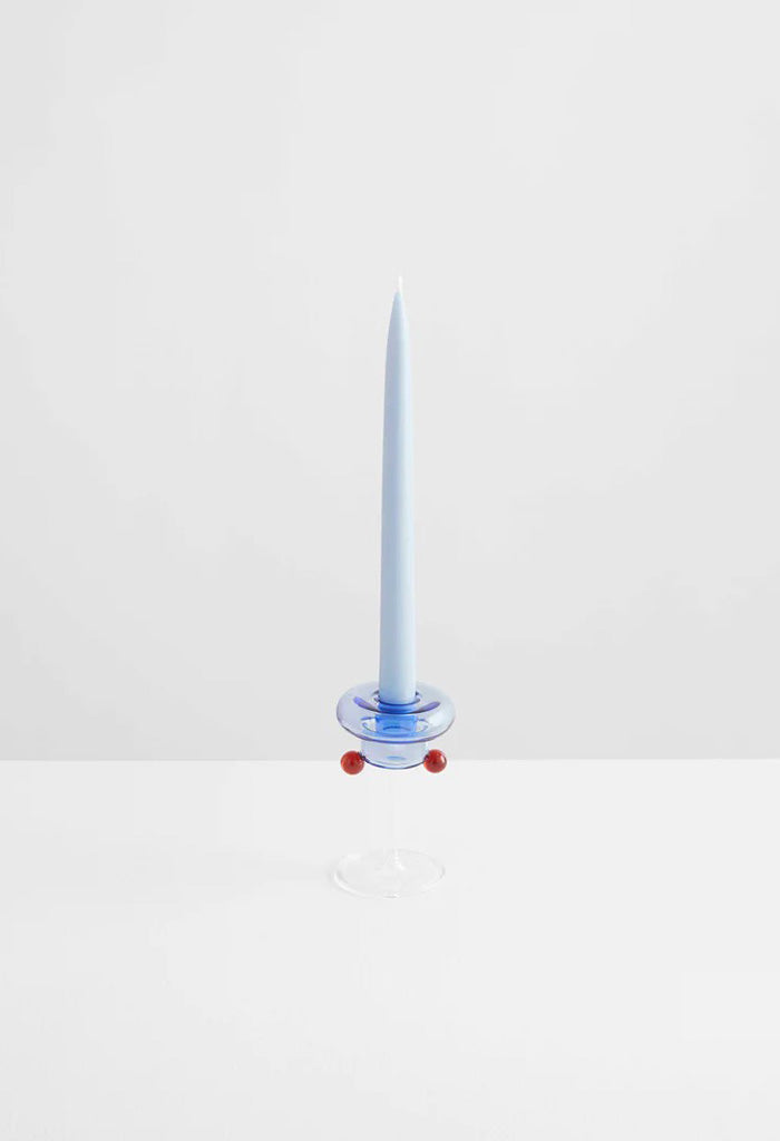 Petite PomPom Candle Holder - Clear with Azure/Amber