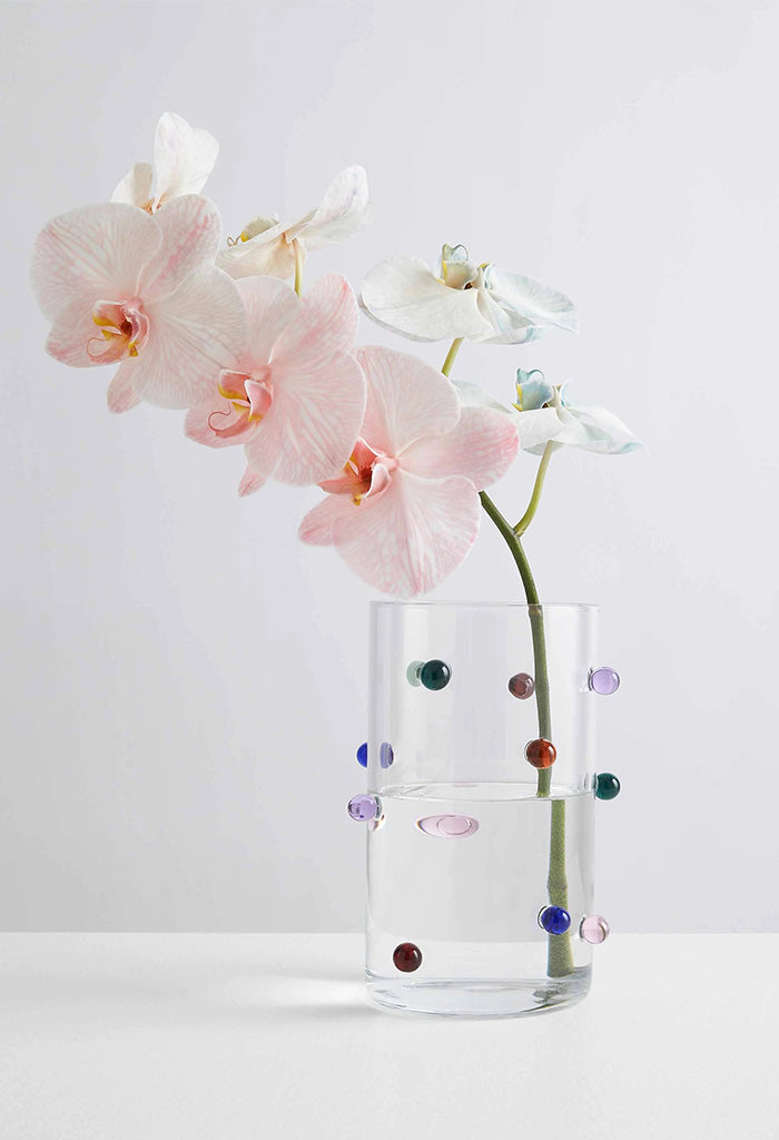 Pomponette Vase - Clear/ Multi