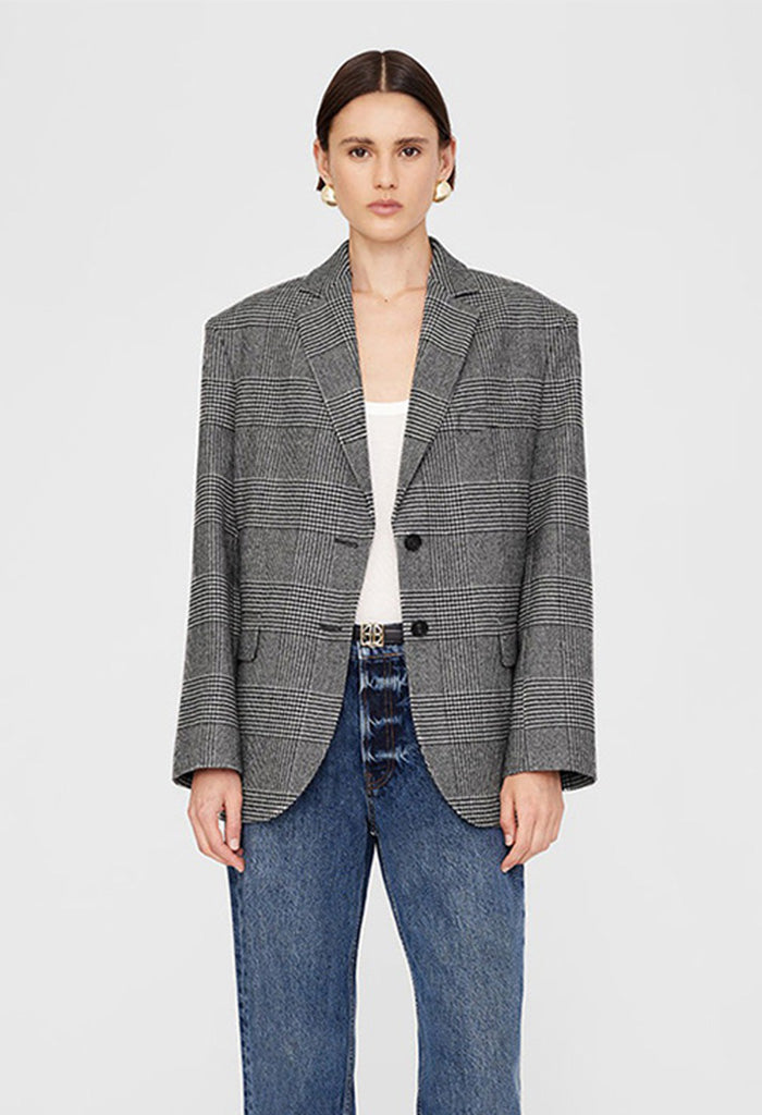 Quinn Blazer - Black And Grey Plaid