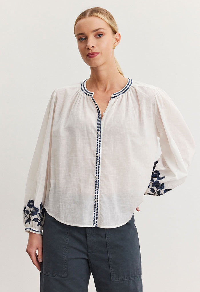 Rahwa Embroidered Blouse - Cream